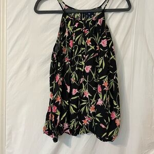 Lightweight cotton flowing black/floral top.